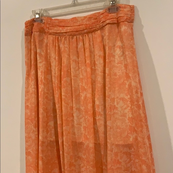 Coral / Peach / Orange sheer maxi skirt - Picture 2 of 4
